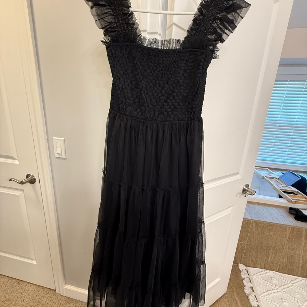 Baltic Born Black Maxi Dress with Ruffled Straps